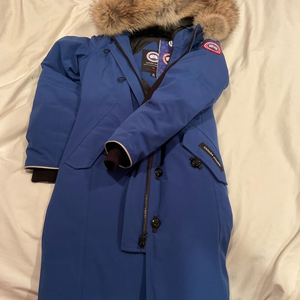 Canada Goose Royal Blue Coat with Fur Hood brand new with tags